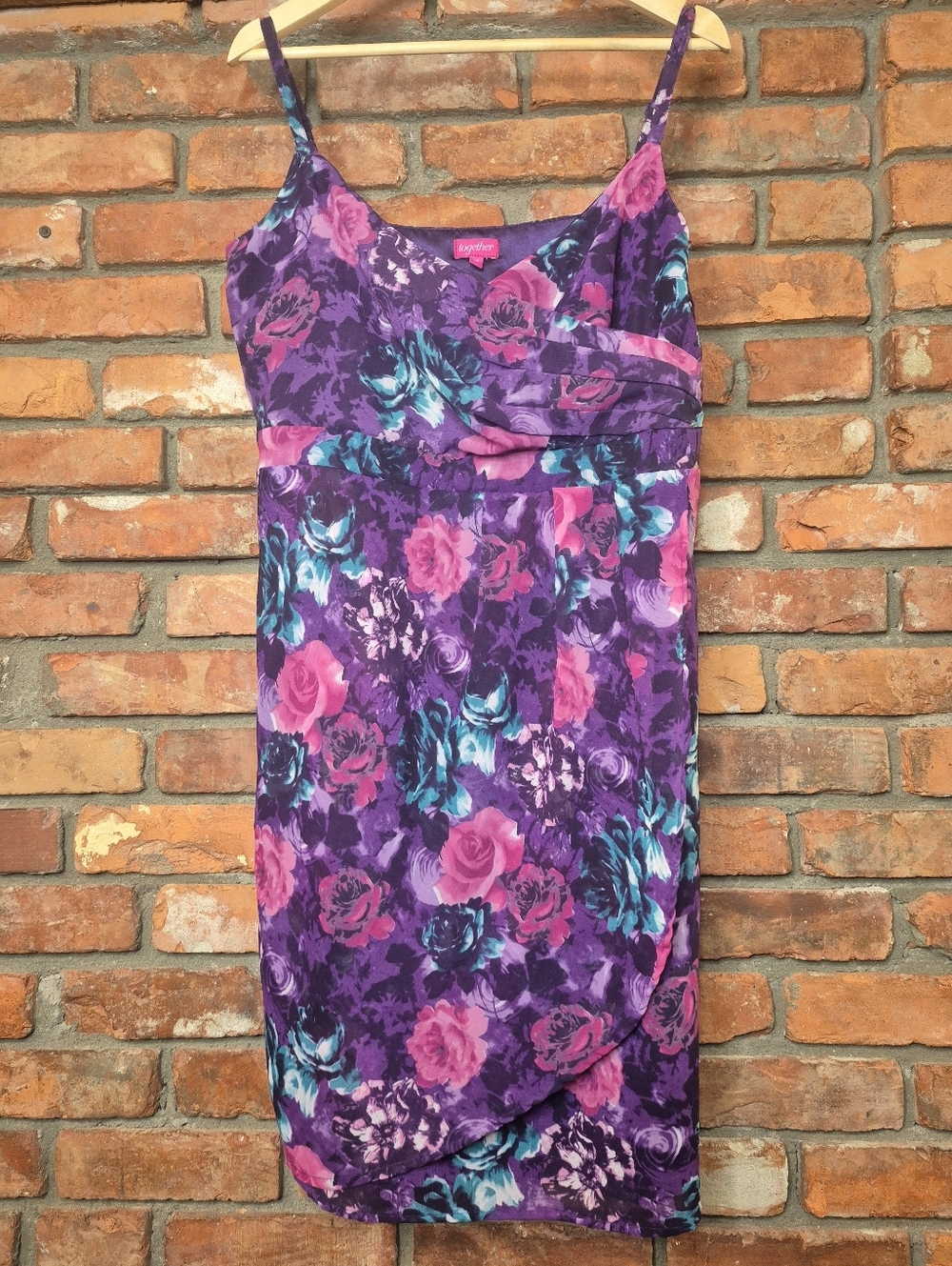 Together Purple Floral Dress Size 14 Adjustable Straps Romantic Party Cocktail